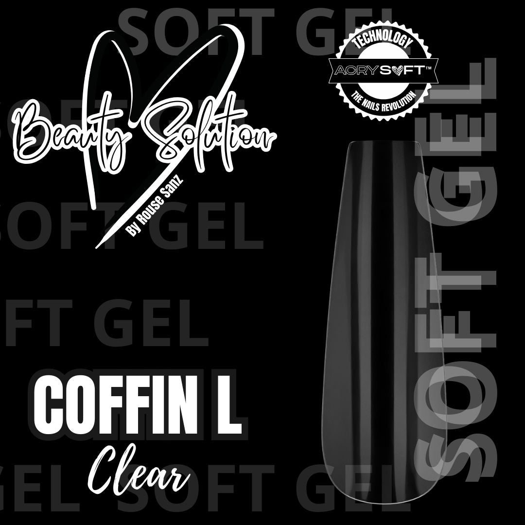 TIPS SOFT GEL COFFIN L CLEAR 300 UND